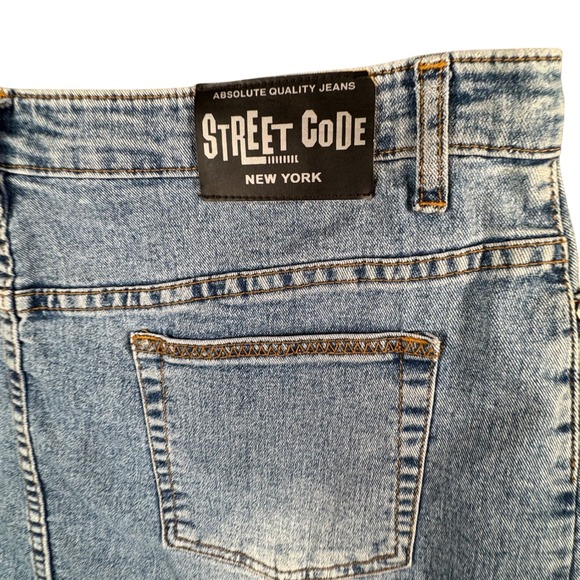 VTG Street Code NYC Y2K Denim Maxi Skirt Animal Print Pleated Hem 11/12 - Picture 4 of 7